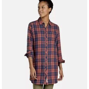 Toad&Co Pink and Blue Plaid Long Sleeve Tunic Dress